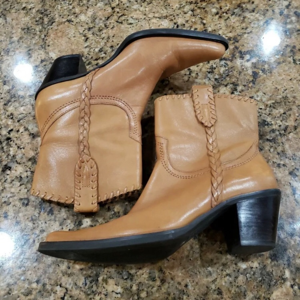 Franco Sarto Tan Western Ankle Booties Cowboy Boot